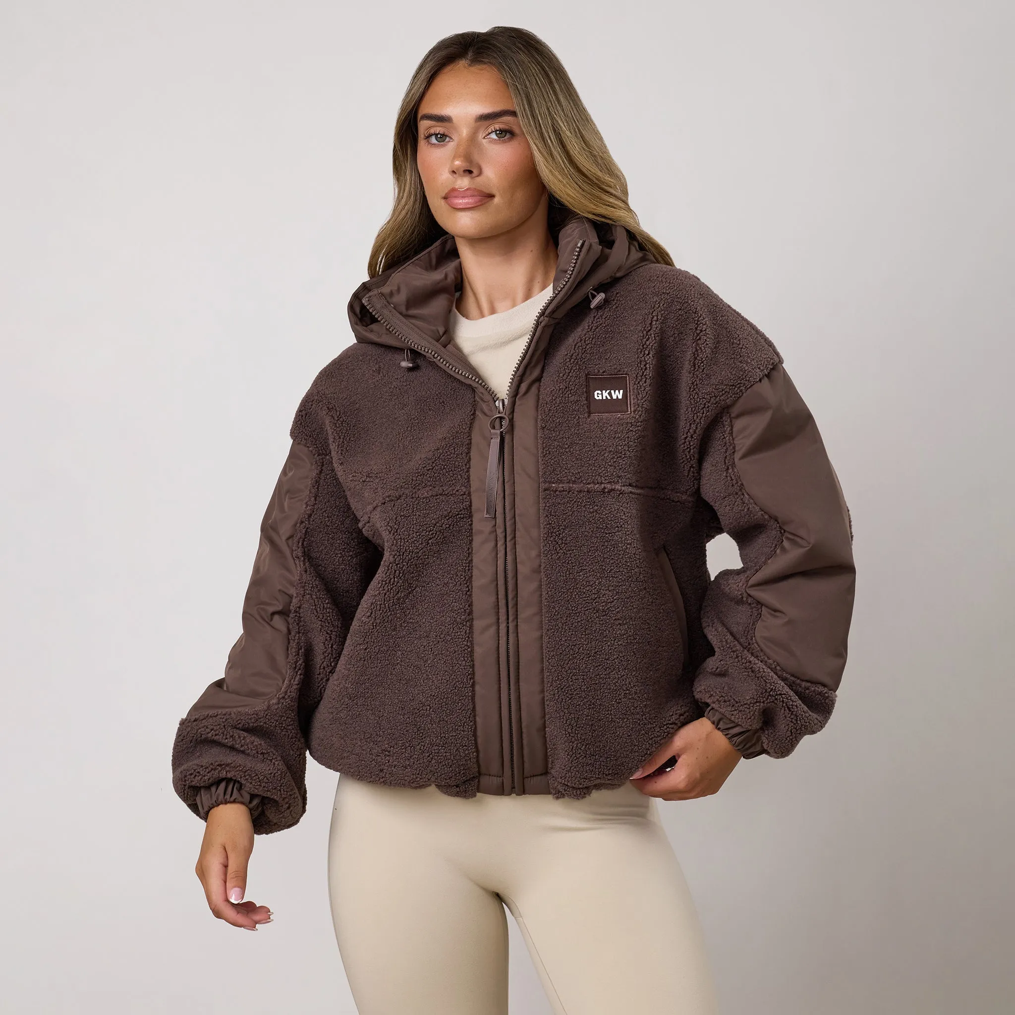 Gym King Borg Fleece and Woven Jacket - Deep Mocha sold by The Gym King product image thumbnail 2