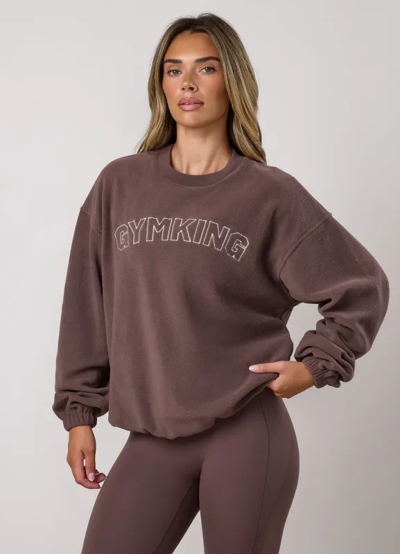 Gym King Sanctuary Polar Fleece Crew - Deep Mocha made by The Gym King