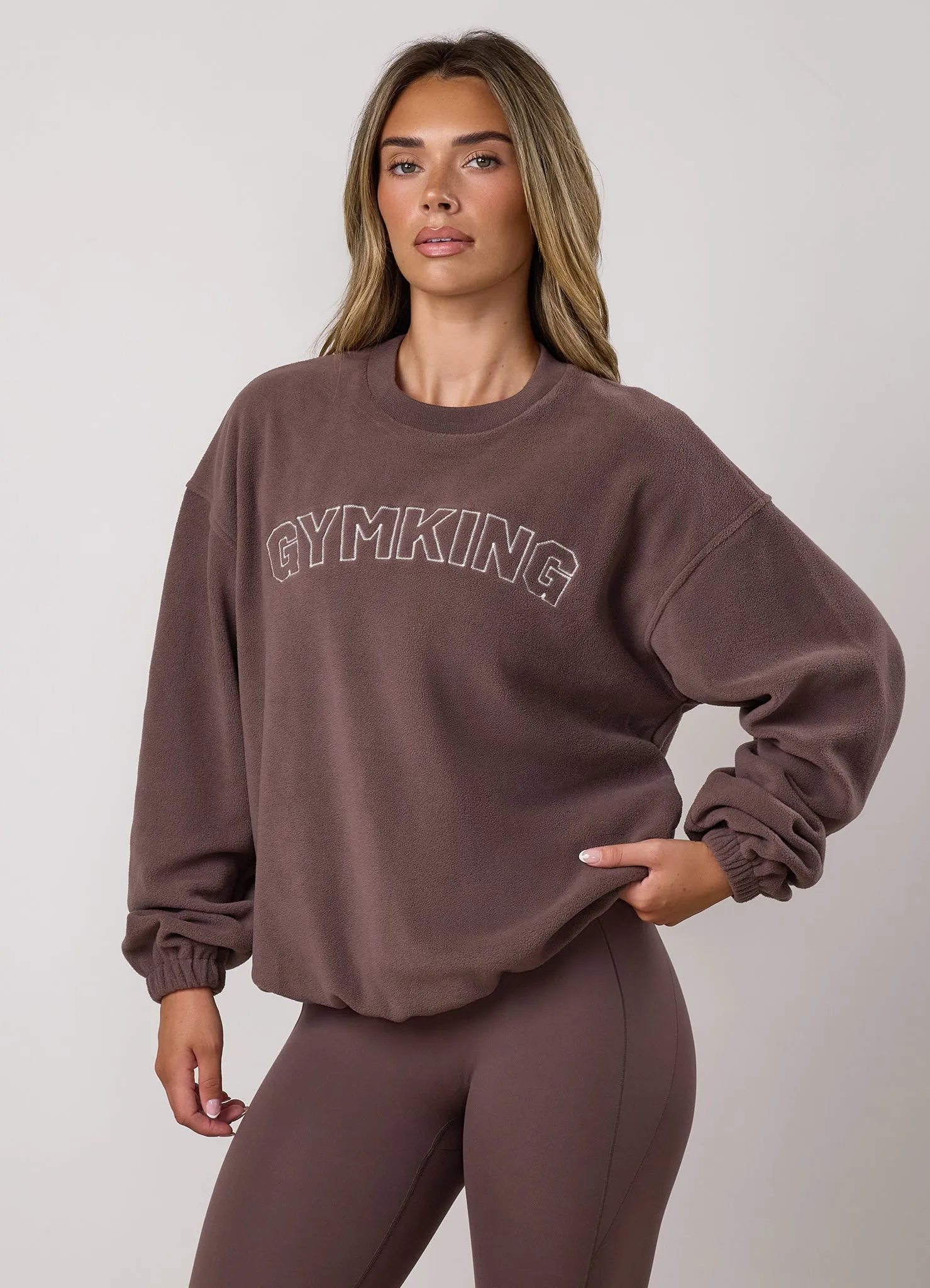 Gym King Sanctuary Polar Fleece Crew - Deep Mocha sold by The Gym King