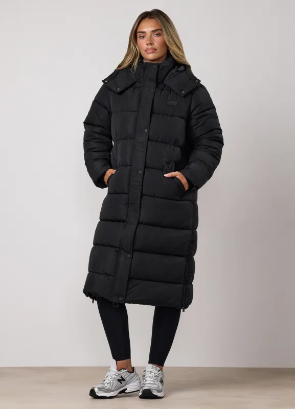 Gym King Longline Quilted Puffer Coat - Black made by The Gym King