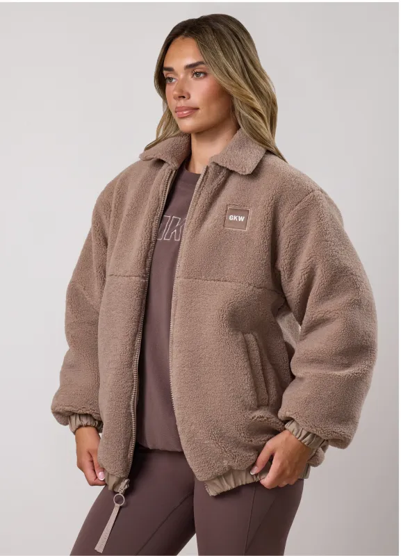 Gym King Reversible Borg Fleece and Twill Jacket - Warm Shadow made by The Gym King