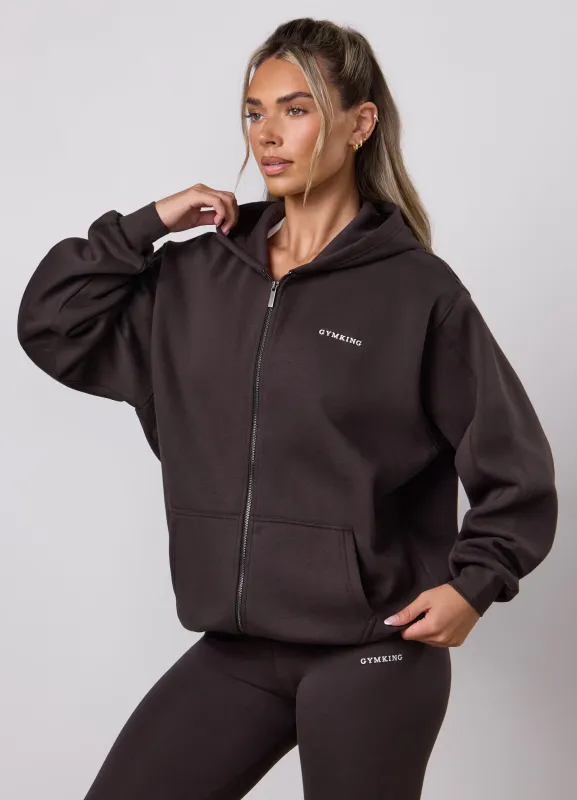 Gym King 365 Full Zip Hoodie - Umber Brown made by The Gym King