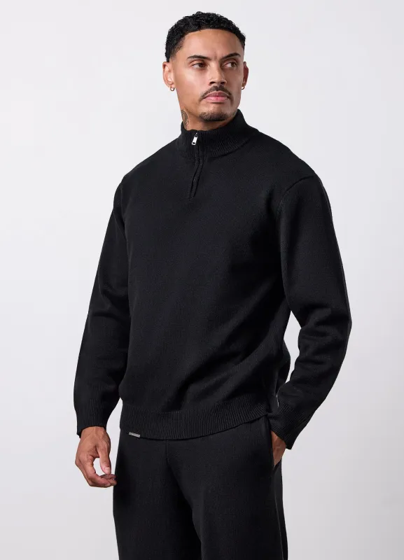 Gym King Signature Knit 1/4 Zip Funnel - Black made by The Gym King