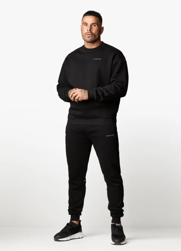 Gym King Outline Print Crew Tracksuit - Black sold by The Gym King