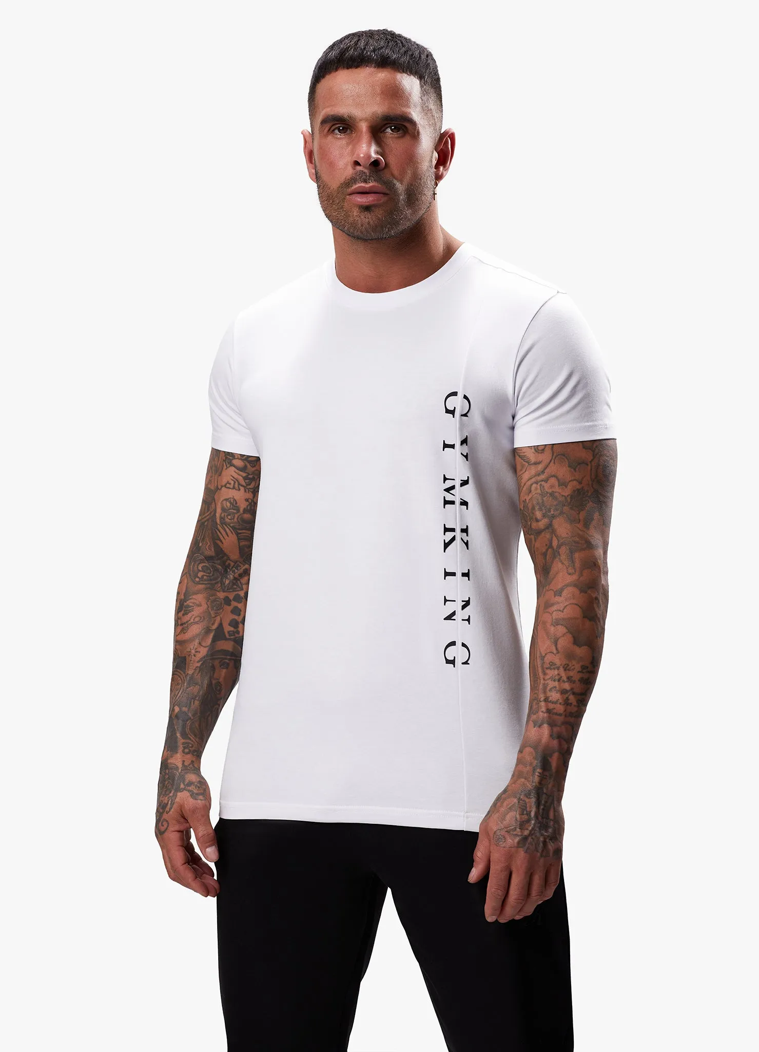 Gym King Split Linear Tee - White sold by The Gym King product image thumbnail 4