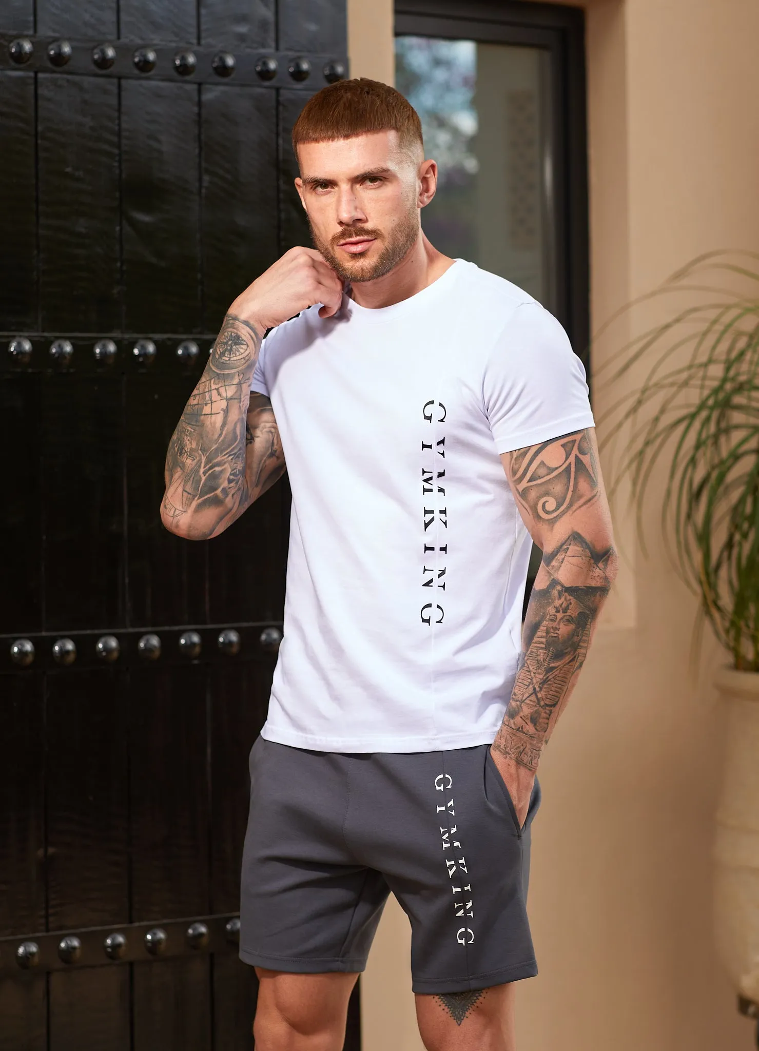 Gym King Split Linear Tee - White sold by The Gym King