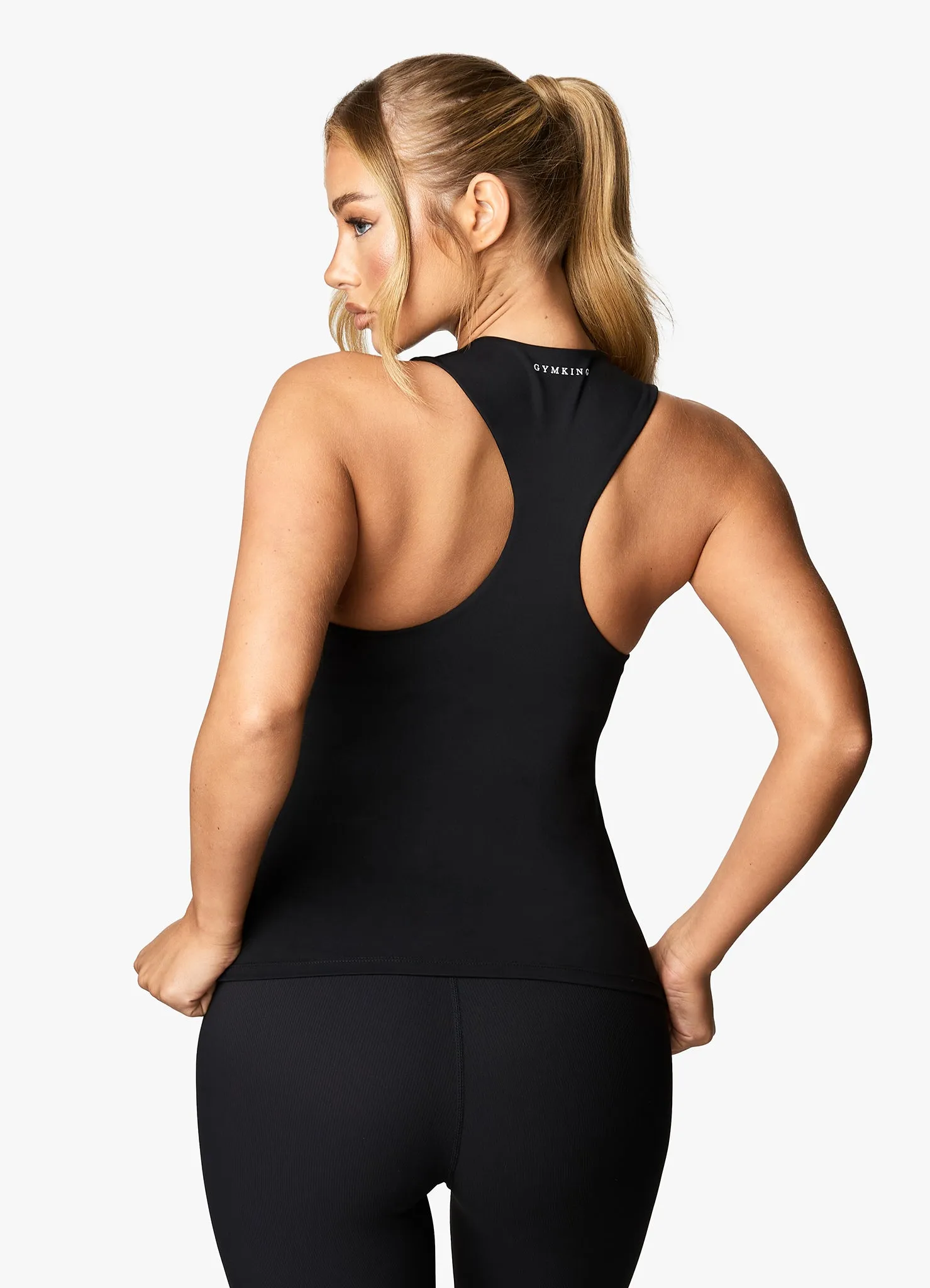 Gym King 365 Long Line Racer Tank - Black sold by The Gym King product image thumbnail 3