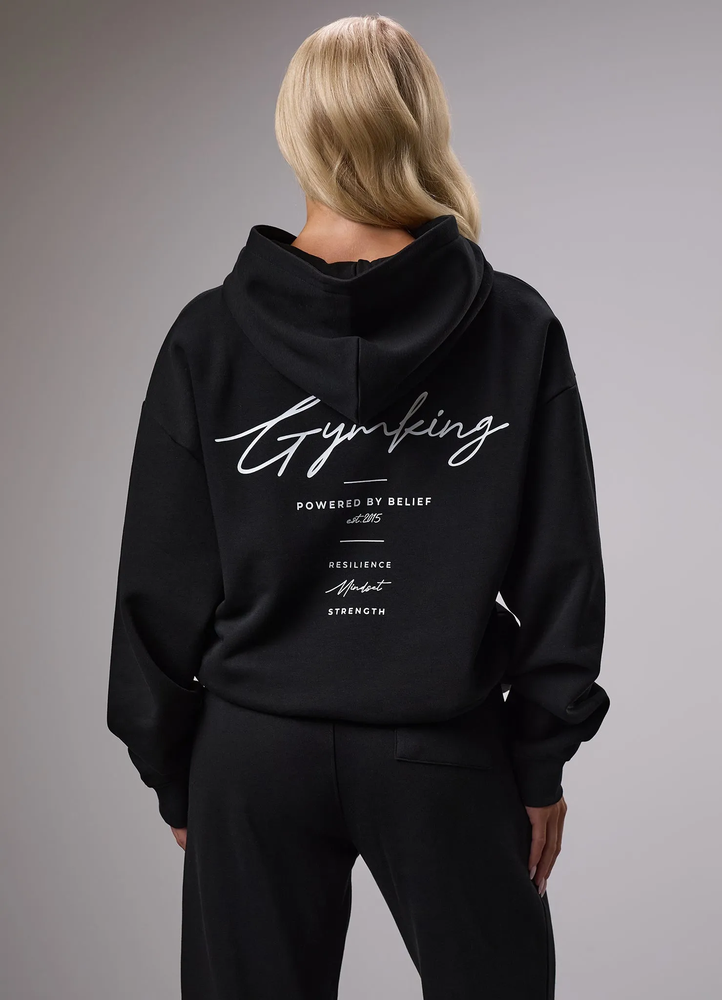Gym King Reset Oversized Fleece Hood - Black sold by The Gym King