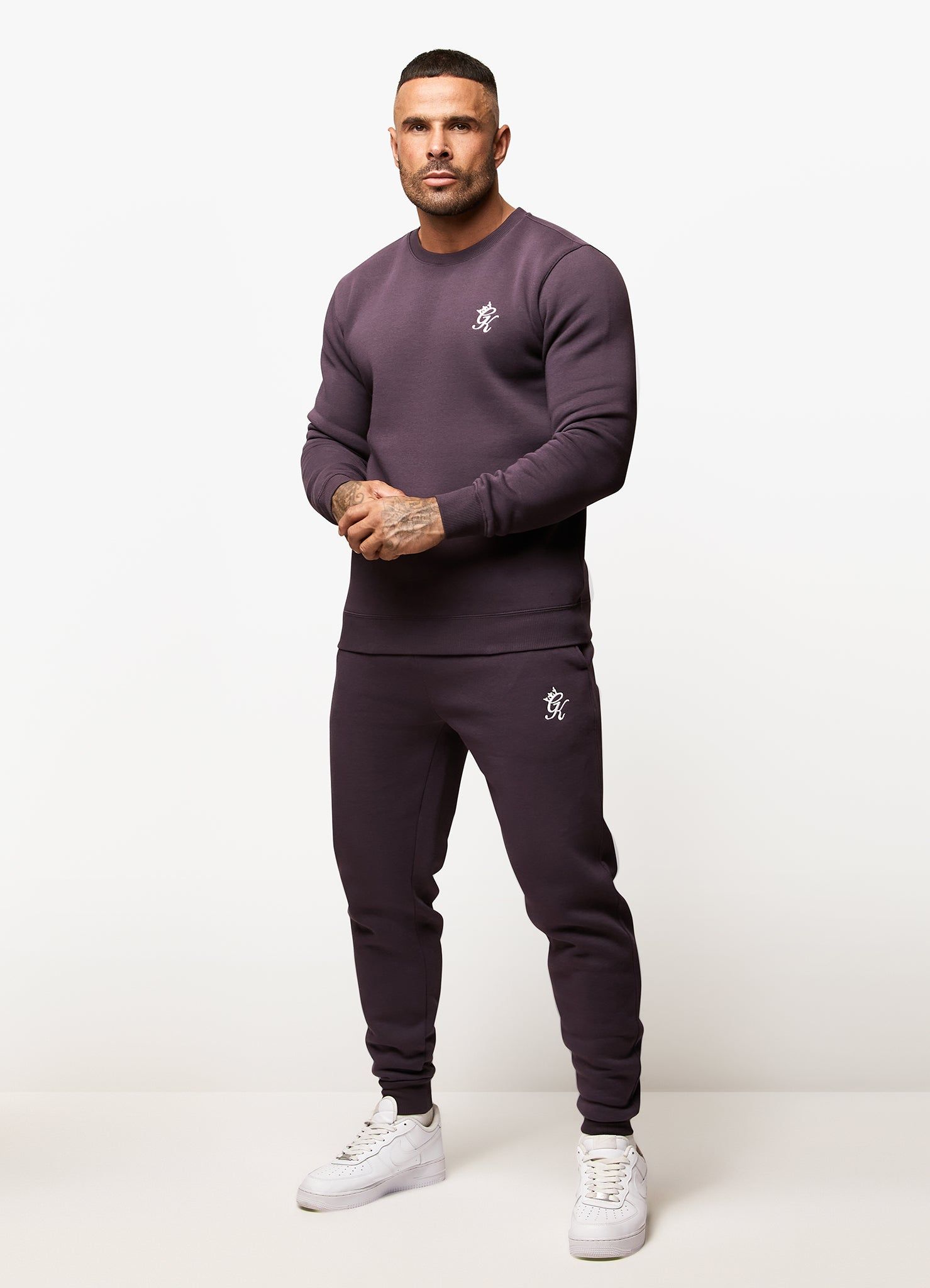 Gym King Fundamental Fleece Crew Tracksuit - Plum sold by The Gym King