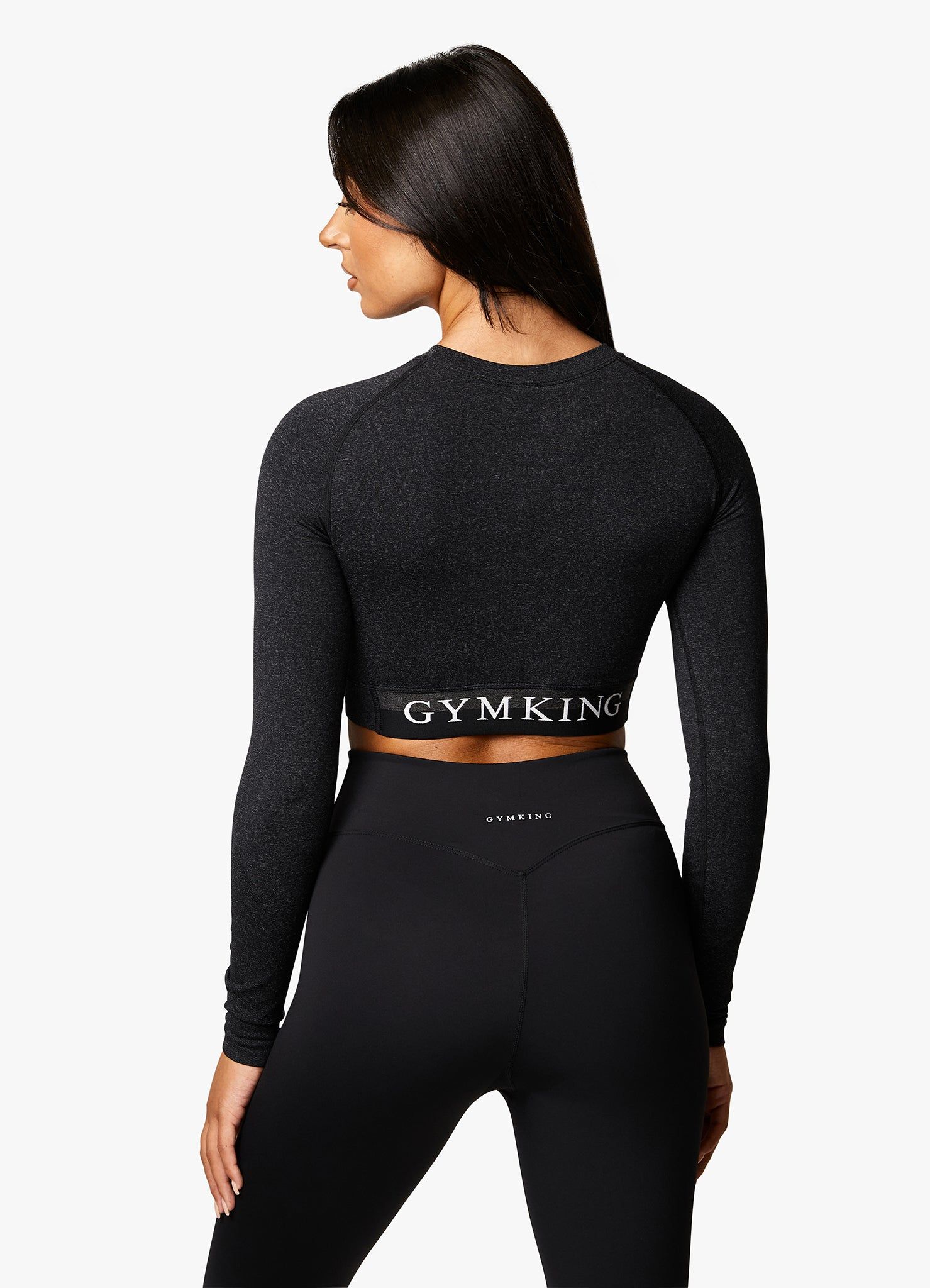 Gym King Seamless Results Long Sleeve Crop Tee - Black Marl sold by The Gym King product image thumbnail 3