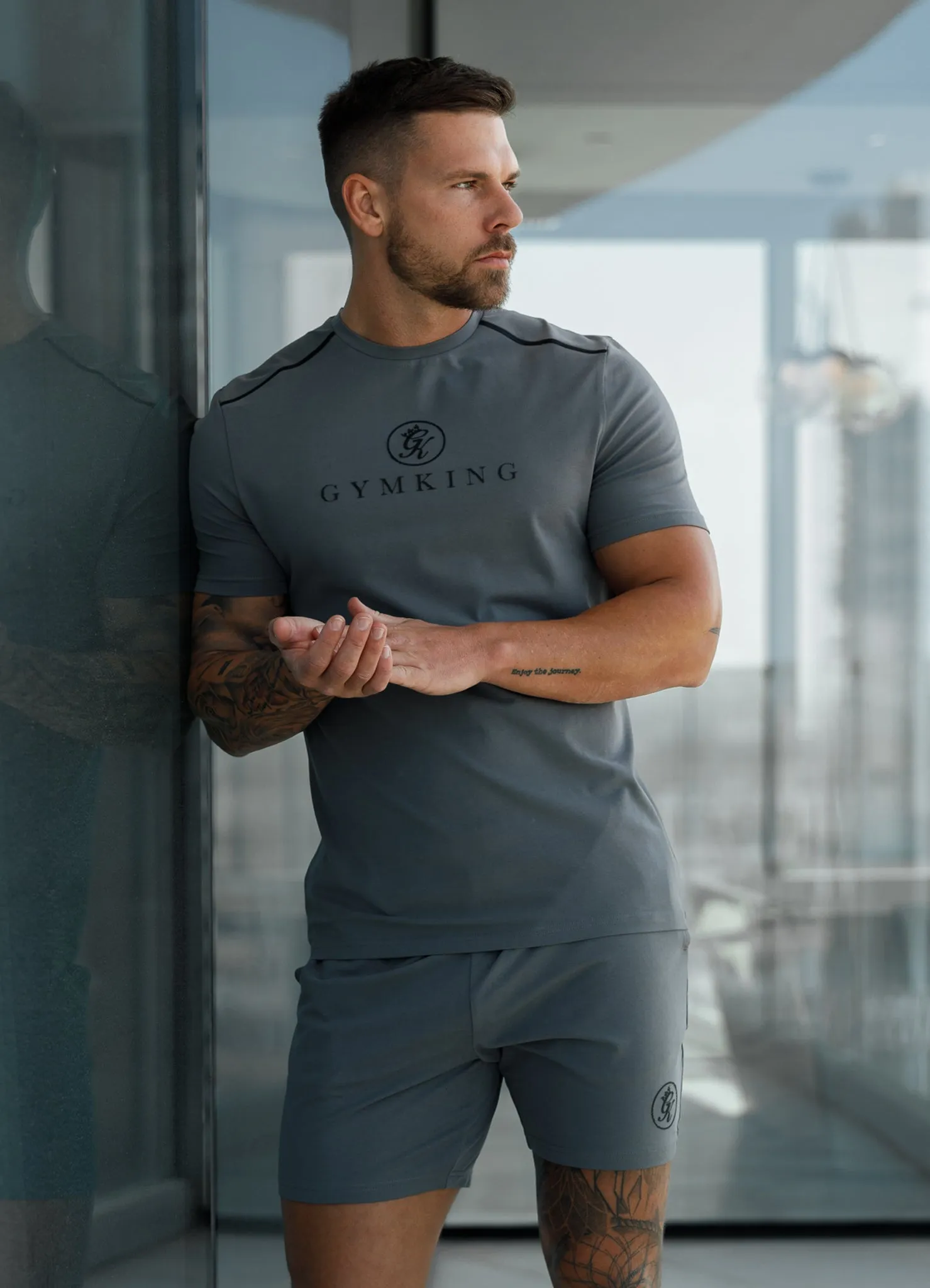 Gym King Pro Logo Short v2 - Fossil Grey sold by The Gym King product image thumbnail 4