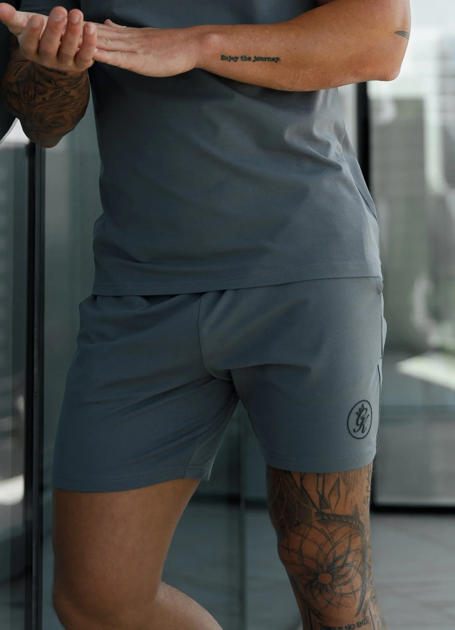Gym King Pro Logo Short v2 - Fossil Grey sold by The Gym King