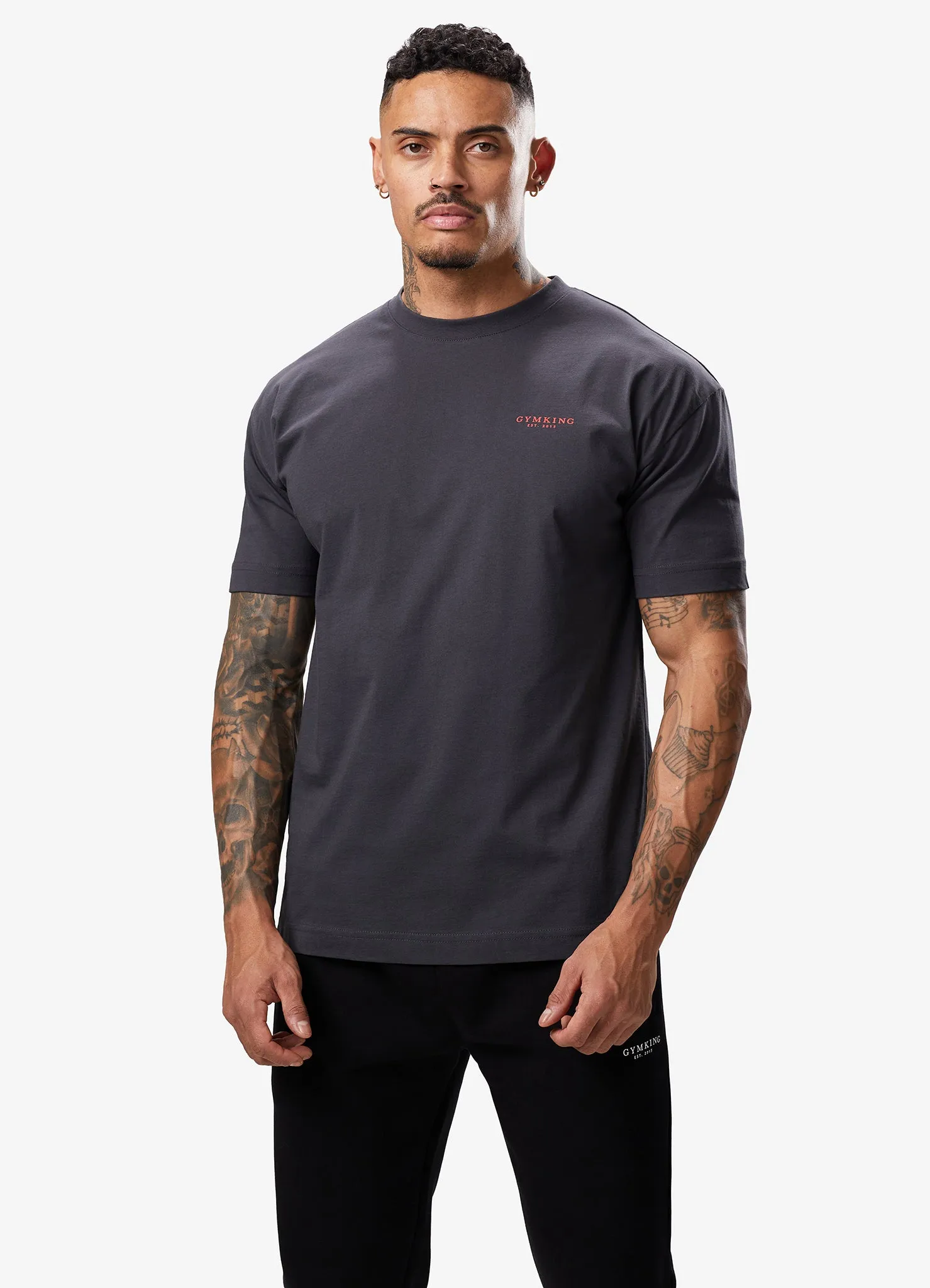 Gym King Established Tee - Dark Pewter/Red sold by The Gym King product image thumbnail 3