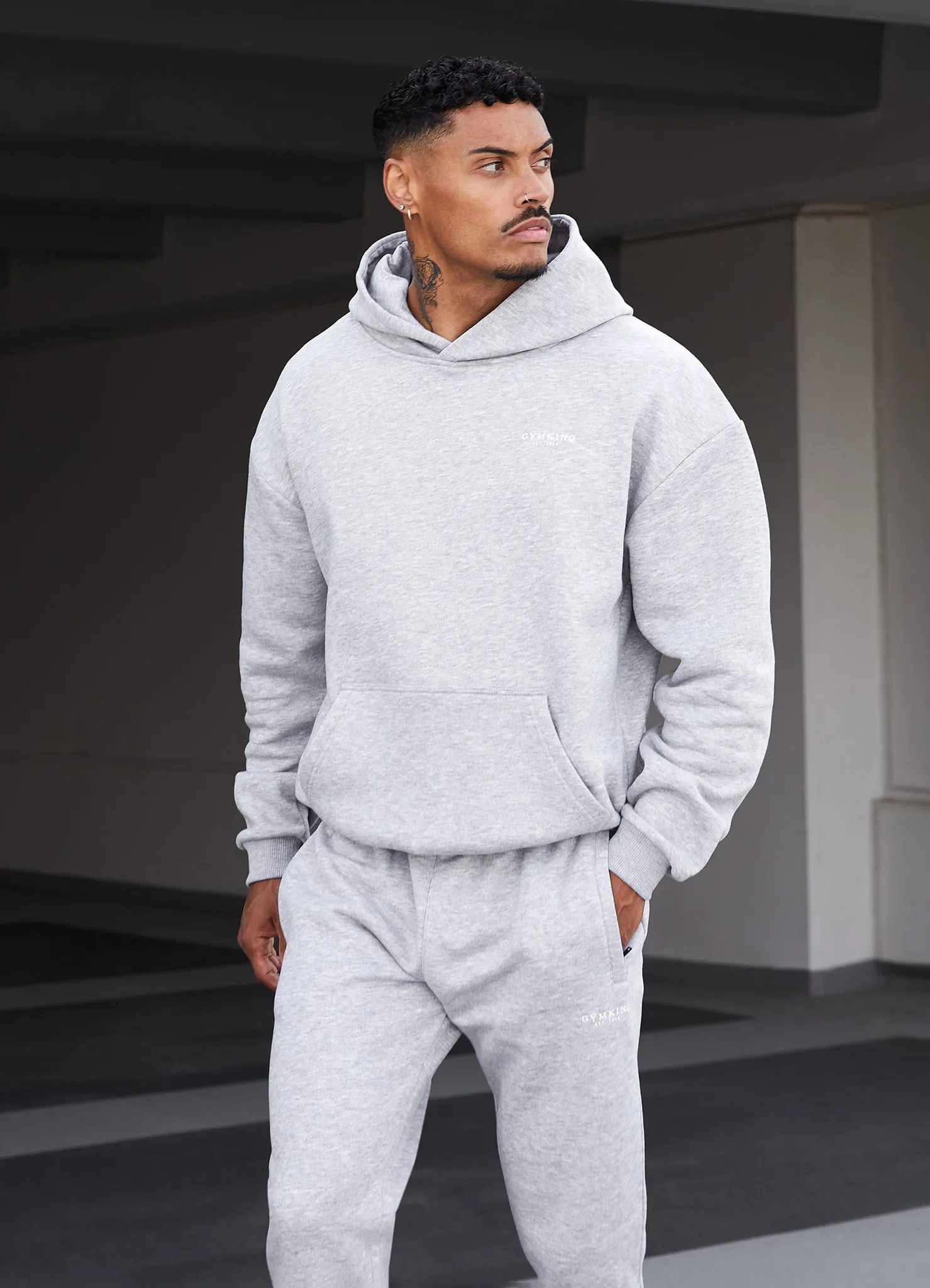 Gym King Established Hood - Light Grey Marl sold by The Gym King product image thumbnail 3
