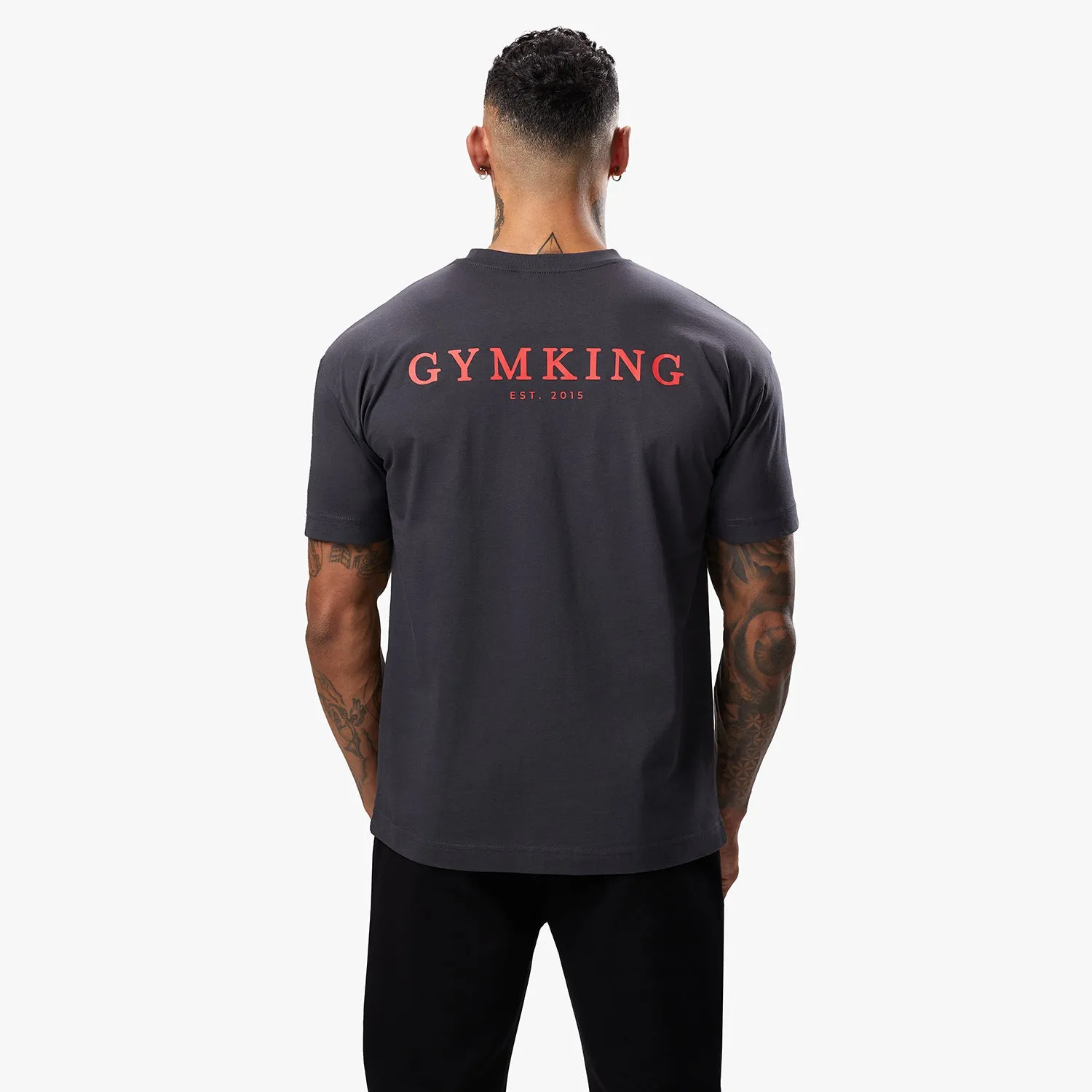 Gym King Established Tee - Dark Pewter/Red sold by The Gym King product image thumbnail 2