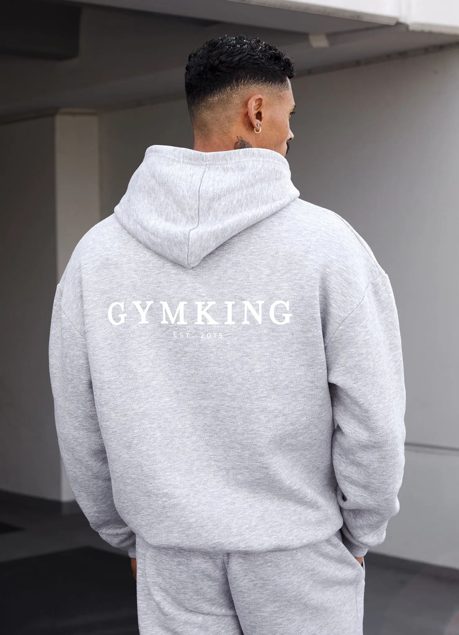 Gym King Established Hood - Light Grey Marl sold by The Gym King