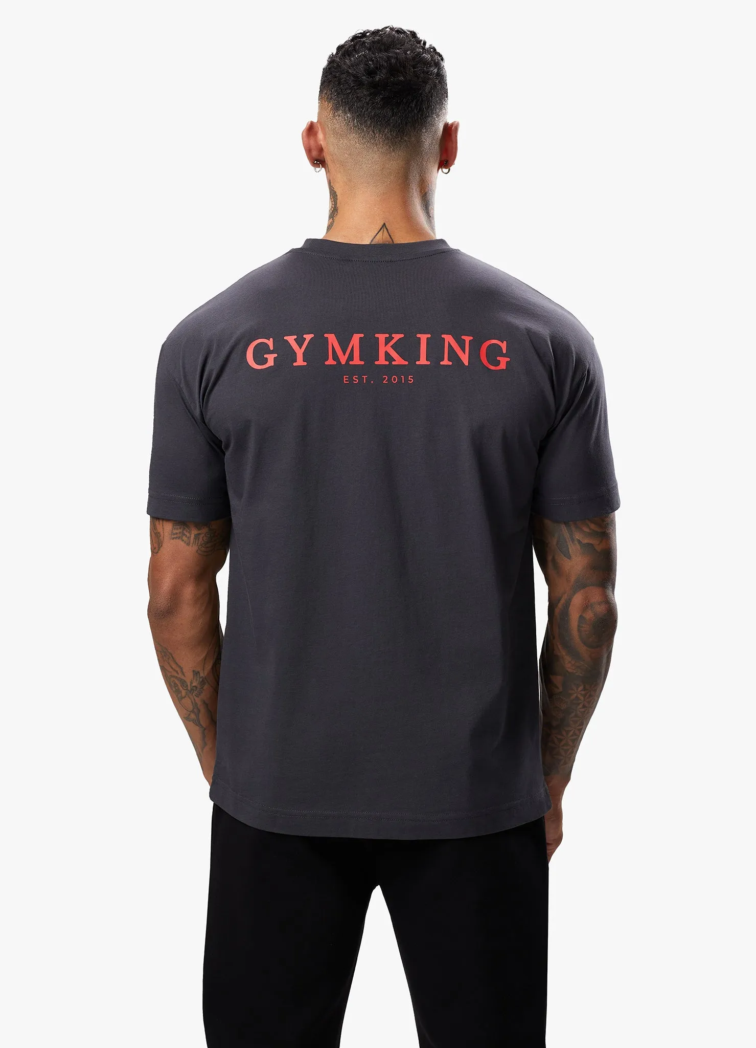 Gym King Established Tee - Dark Pewter/Red sold by The Gym King