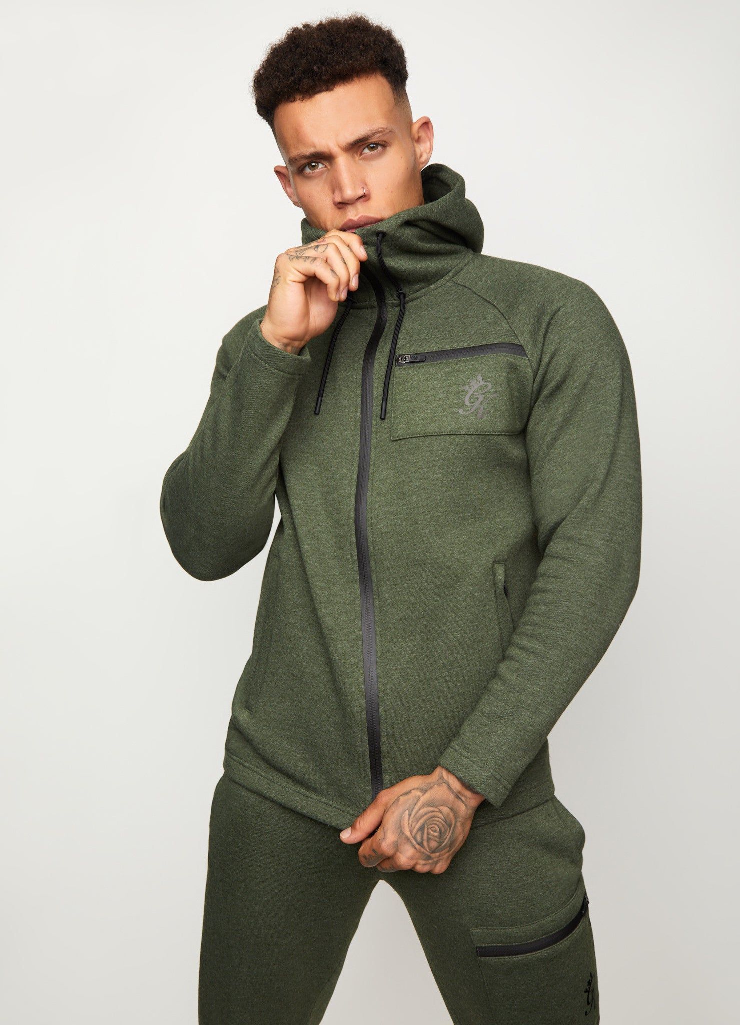 Gym King Traction Full Zip Hood - Khaki Marl sold by The Gym King product image thumbnail 2