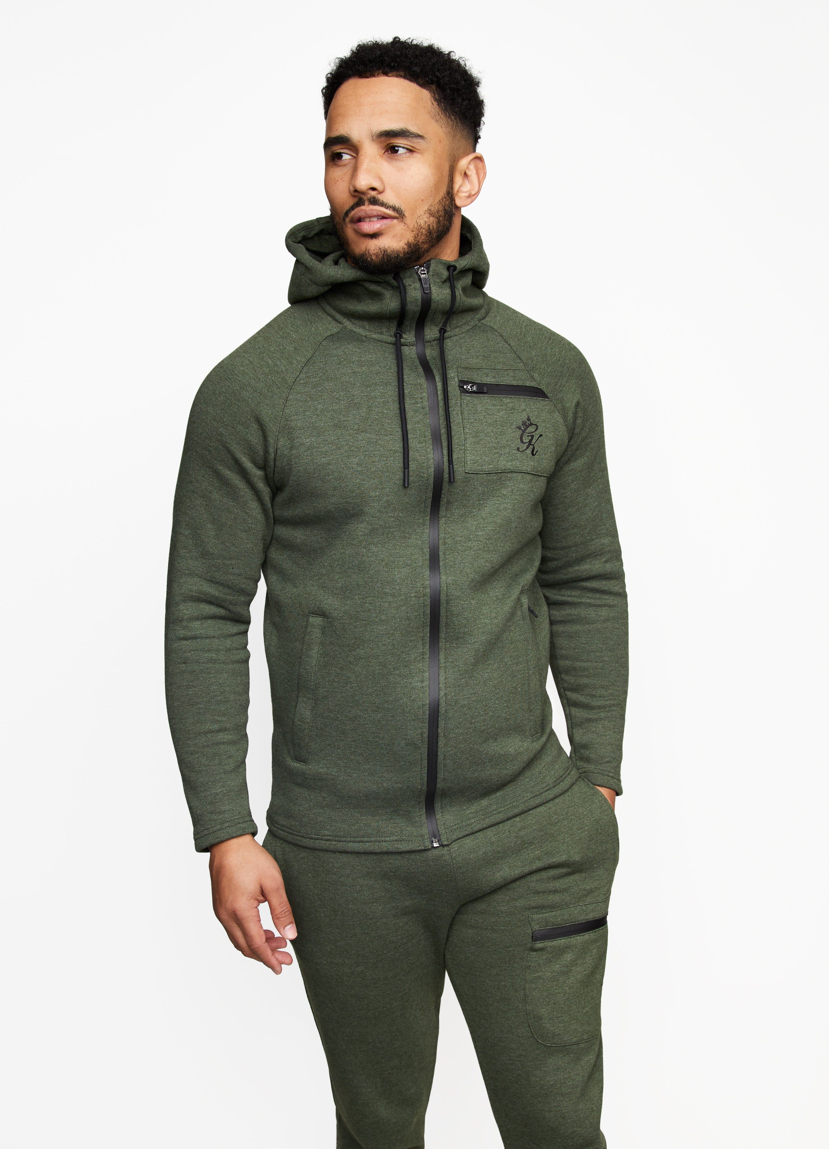 Gym King Traction Full Zip Hood - Khaki Marl sold by The Gym King