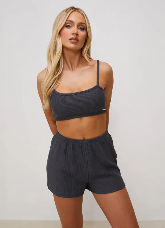 Gym King Signature Rib Bralette - Graphite sold by The Gym King