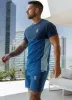 Gym King Contrast Panel Jersey Tee - Riviera Blue/Sky Blue sold by The Gym King