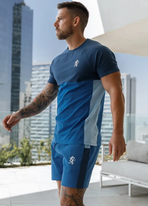 Gym King Contrast Panel Jersey Tee - Riviera Blue/Sky Blue sold by The Gym King