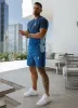 Gym King Contrast Panel Jersey Tee - Riviera Blue/Sky Blue sold by The Gym King