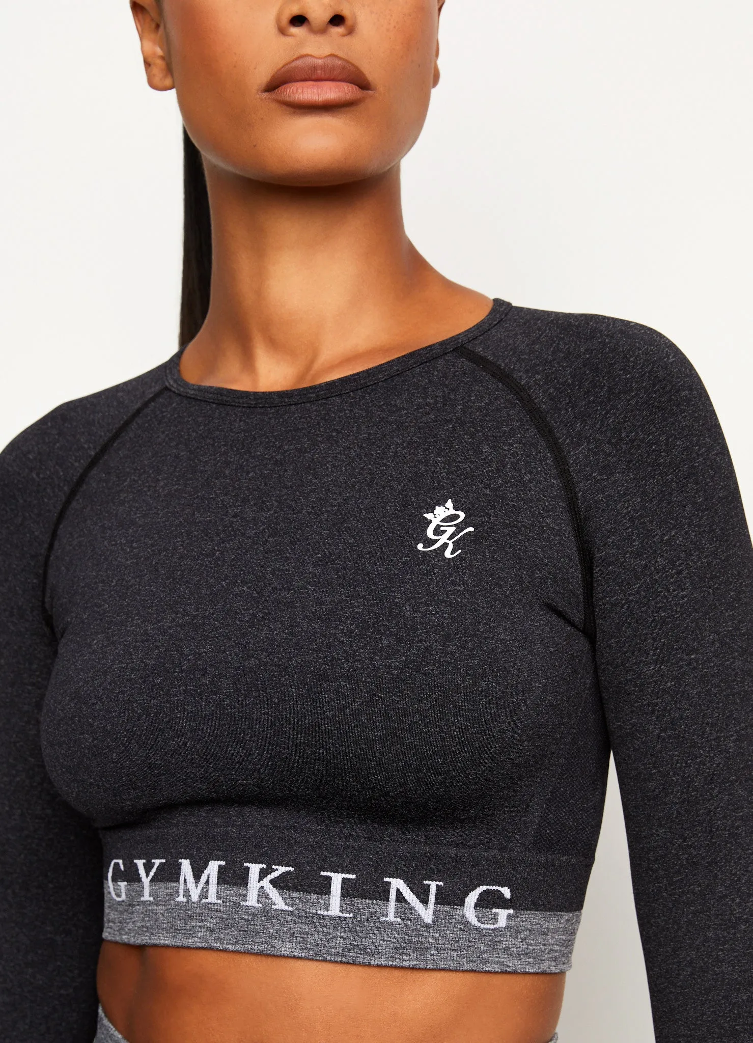 Gym King Seamless Results Long Sleeve Crop Tee - Black sold by The Gym King product image thumbnail 4