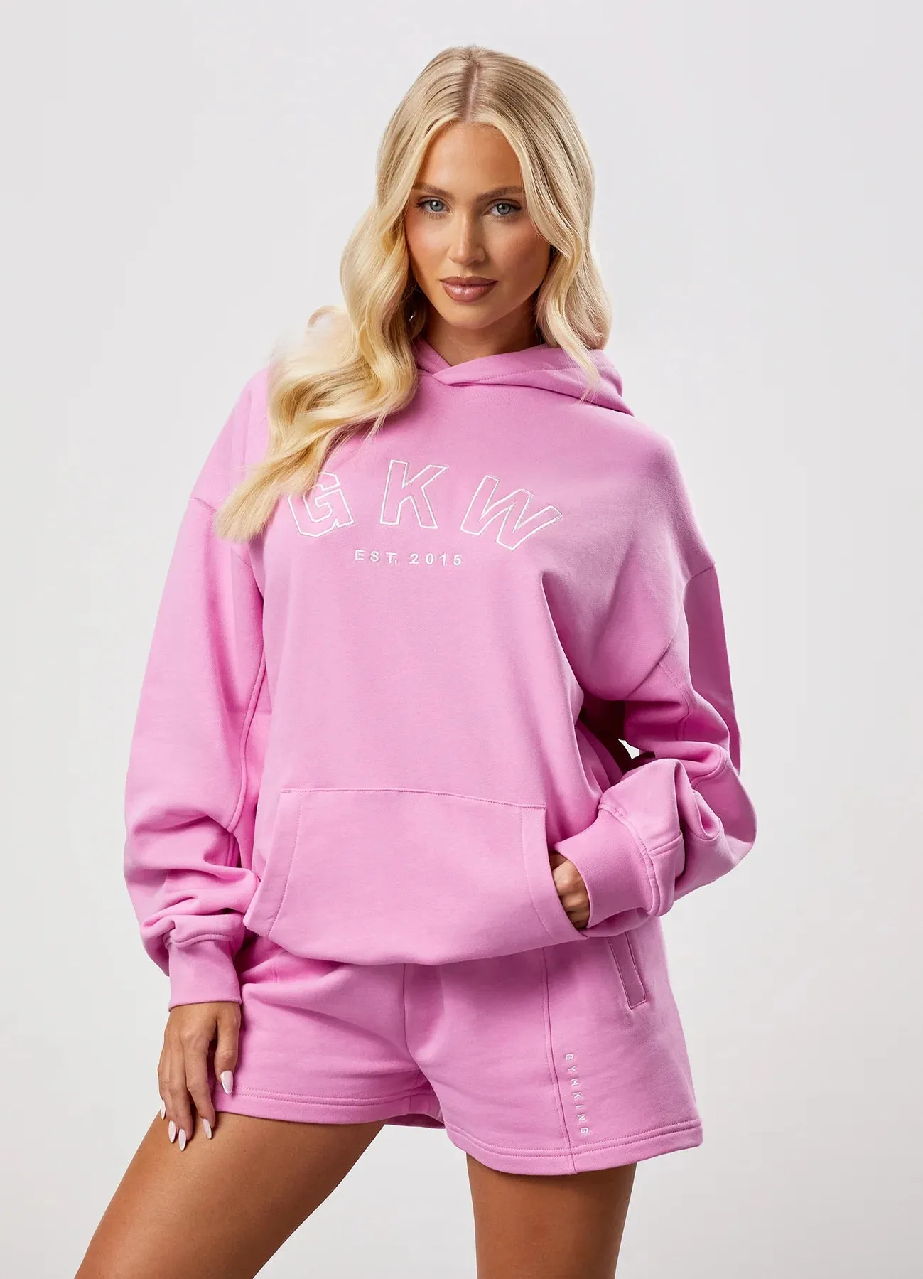 GKW Relaxed Fit Hoodie & Shorts - Pink Rose sold by The Gym King product image thumbnail 5