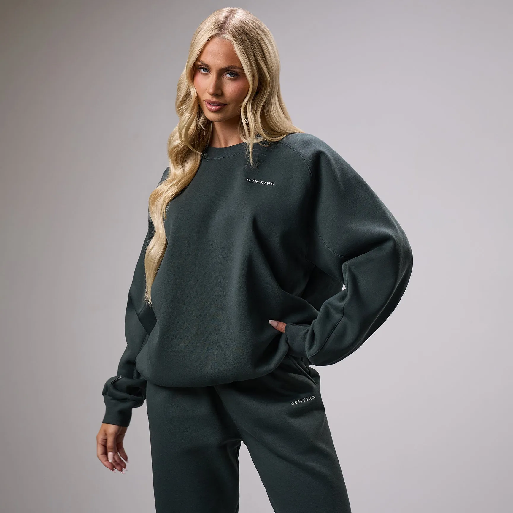 Gym King 365 Raglan Sleeve Crew - Green Smoke sold by The Gym King product image thumbnail 2