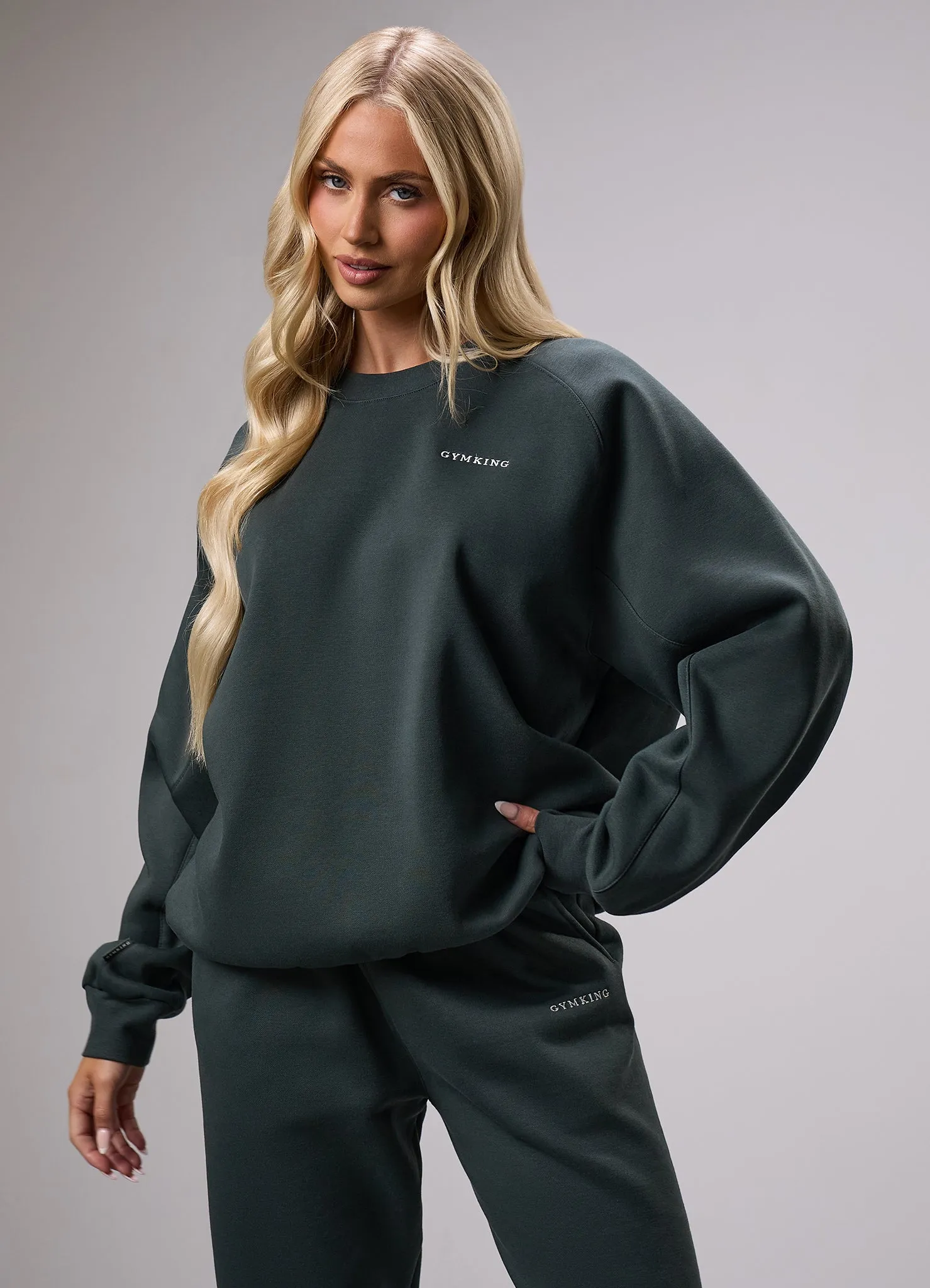 Gym King 365 Raglan Sleeve Crew - Green Smoke sold by The Gym King