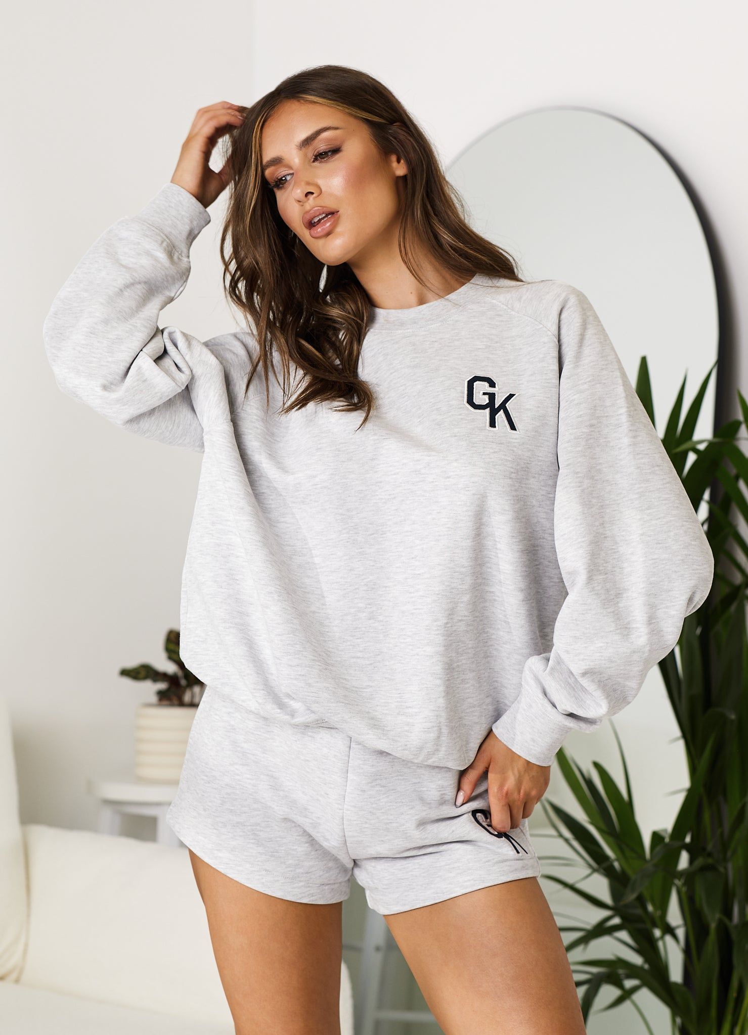 Gym King Varsity Oversized Crew - Snow Marl sold by The Gym King