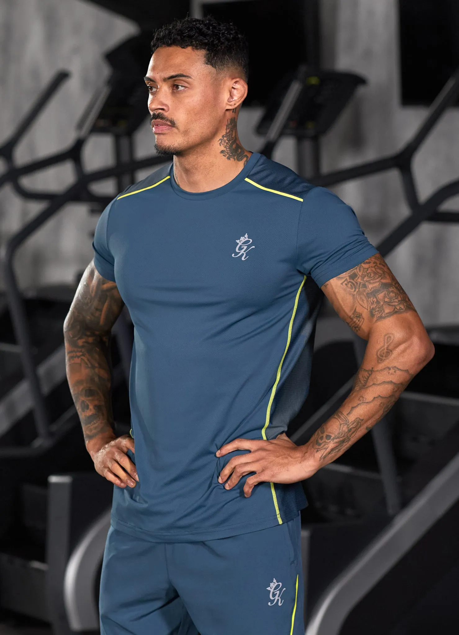 Gym King Flex Tee - Twilight Blue/Lime sold by The Gym King