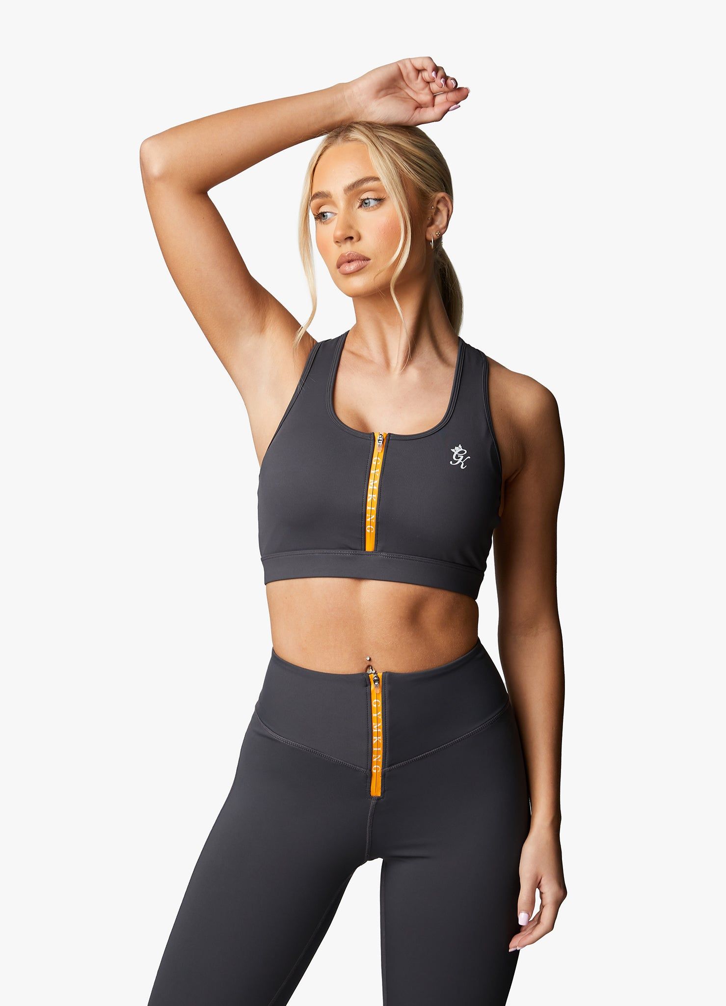 Gym King Stamina Texture Racer Back Bra - Graphite/Golden Orange sold by The Gym King product image thumbnail 4