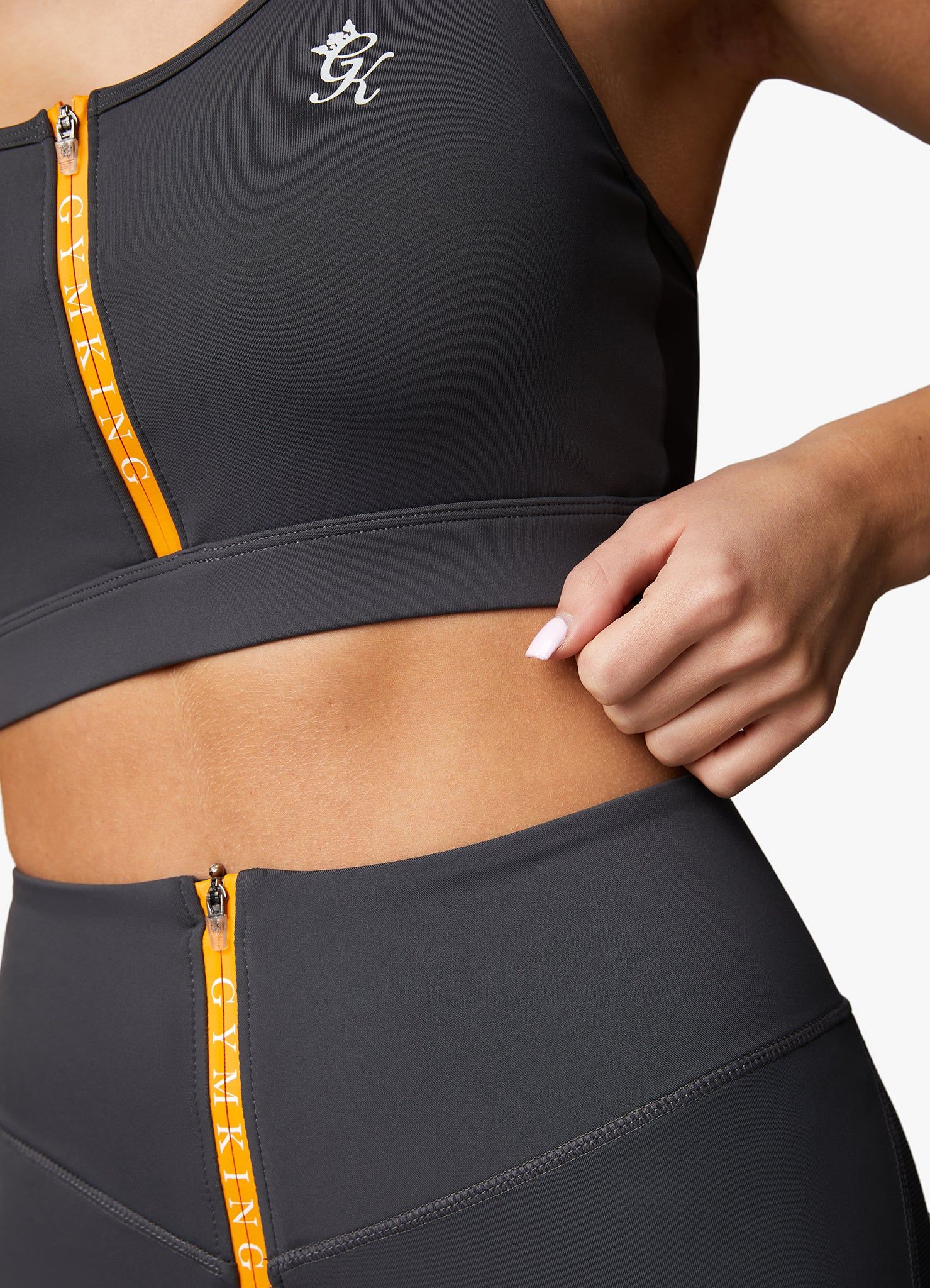 Gym King Stamina Texture Racer Back Bra - Graphite/Golden Orange sold by The Gym King product image thumbnail 6