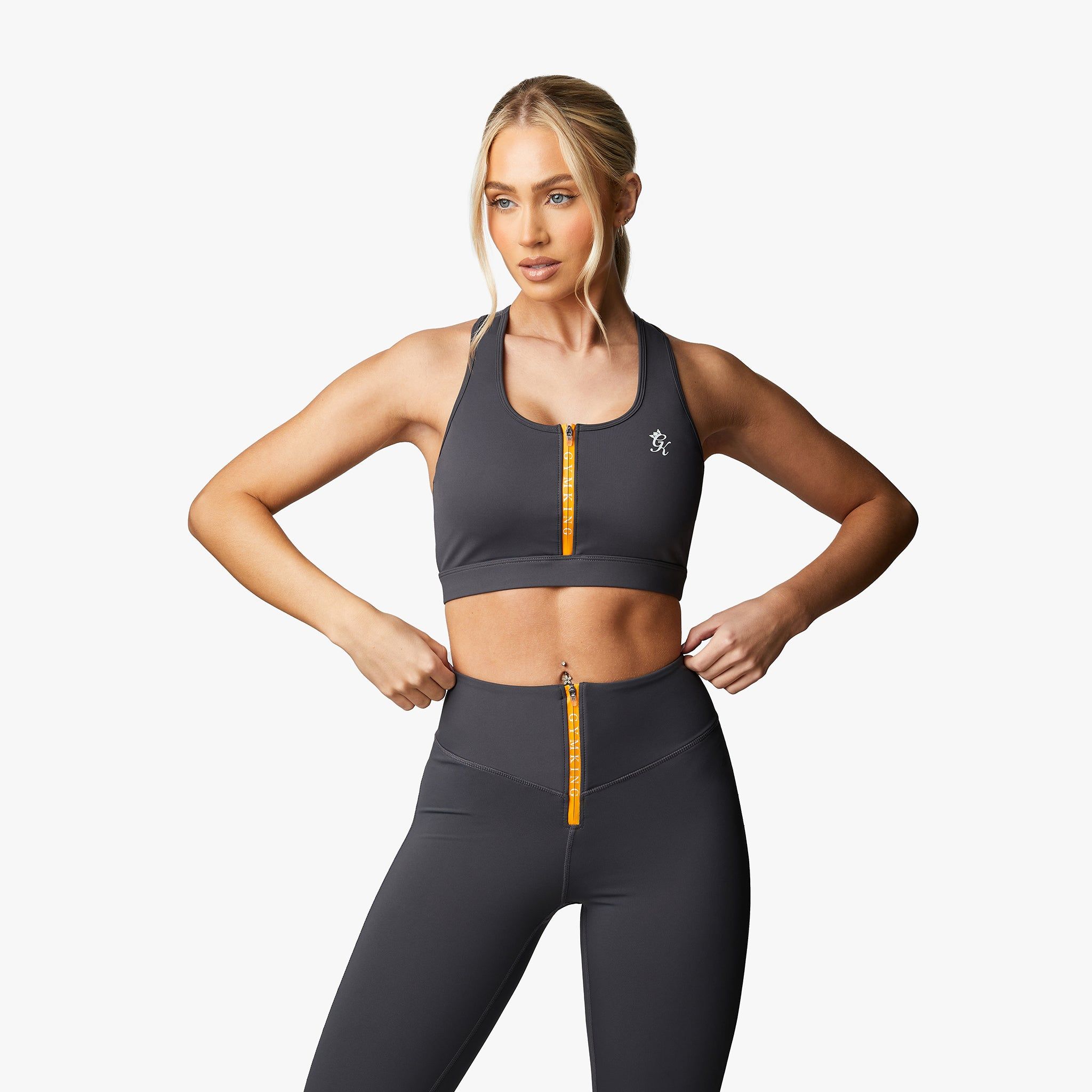 Gym King Stamina Texture Racer Back Bra - Graphite/Golden Orange sold by The Gym King product image thumbnail 2