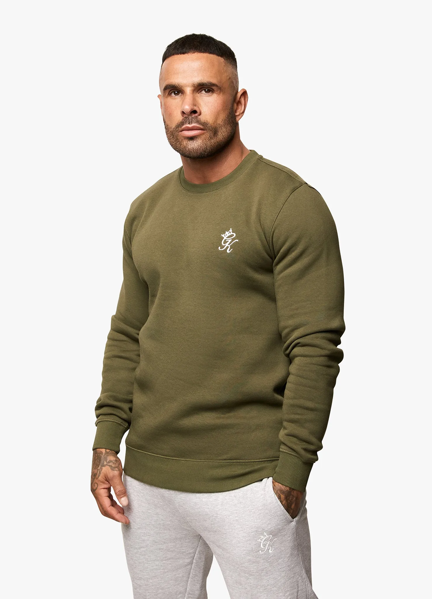 Gym King Fundamental Fleece Crew - Olive sold by The Gym King