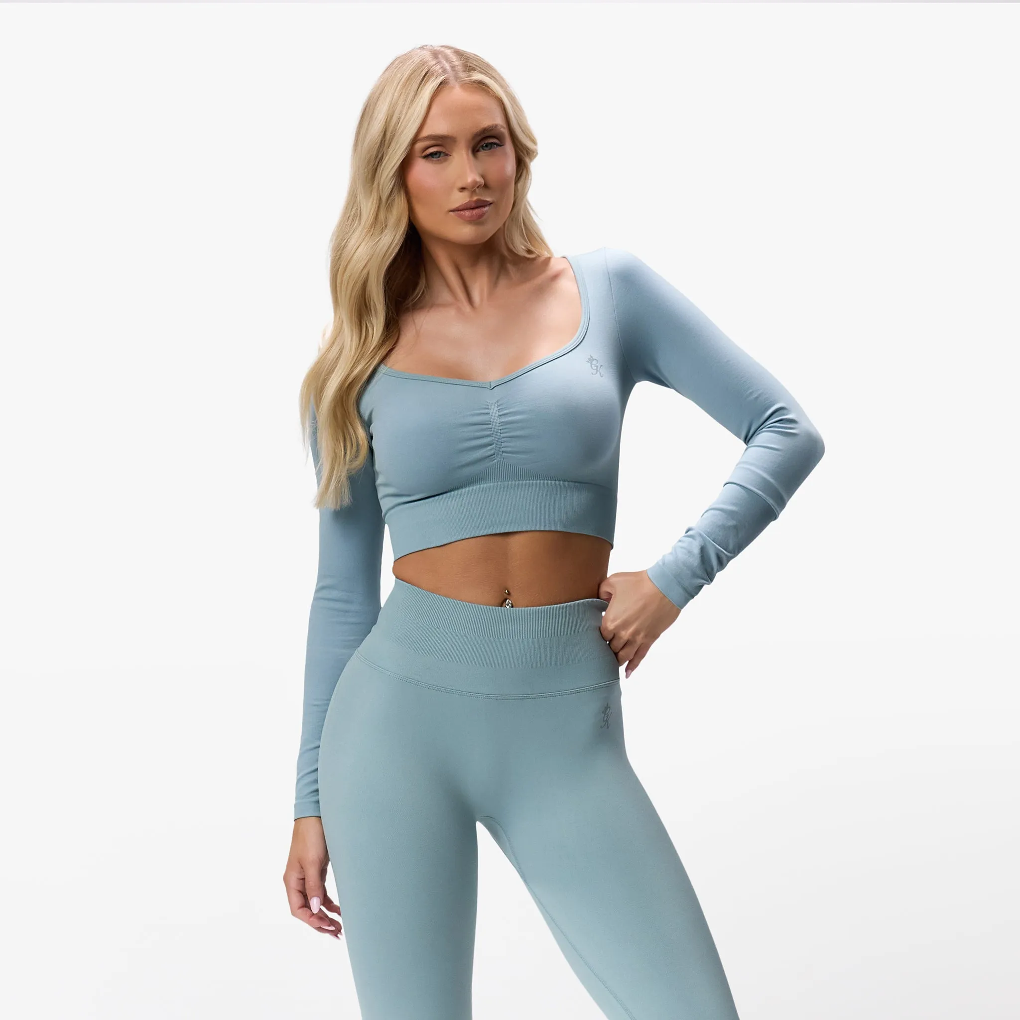Gym King Sculpt Seamless LS Top - Stone Blue sold by The Gym King product image thumbnail 2