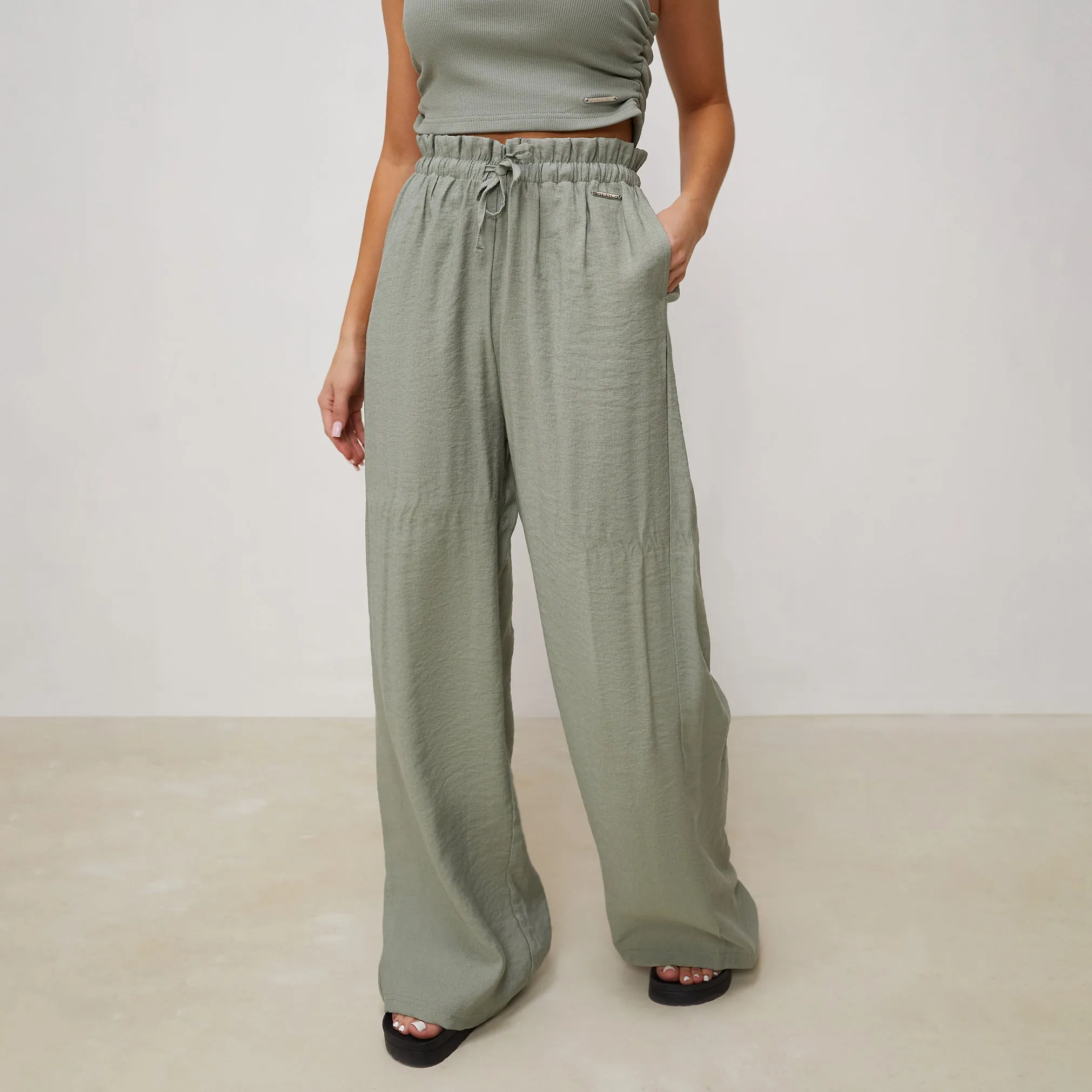 Victory Double Waisted Slouch Woven Pant