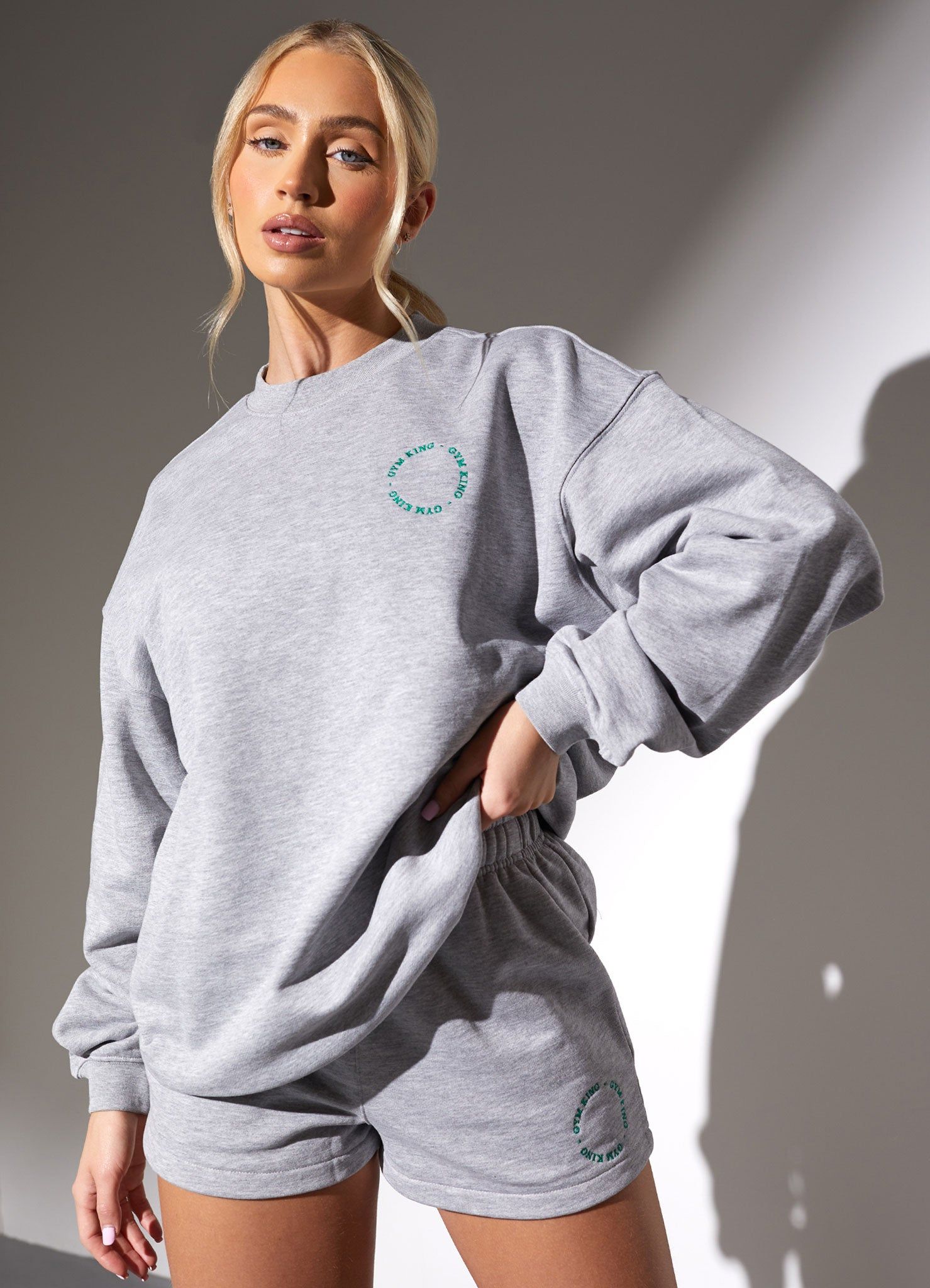 Gym King Recharge Oversized Crew - Light Grey Marl sold by The Gym King