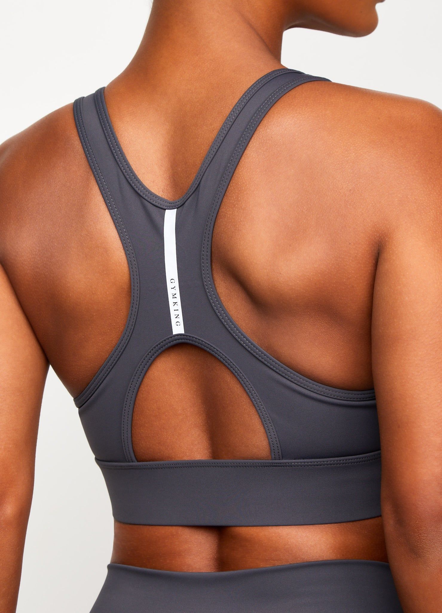 Gym King Piped Sports Bra- Dark Grey/Silver sold by The Gym King product image thumbnail 3