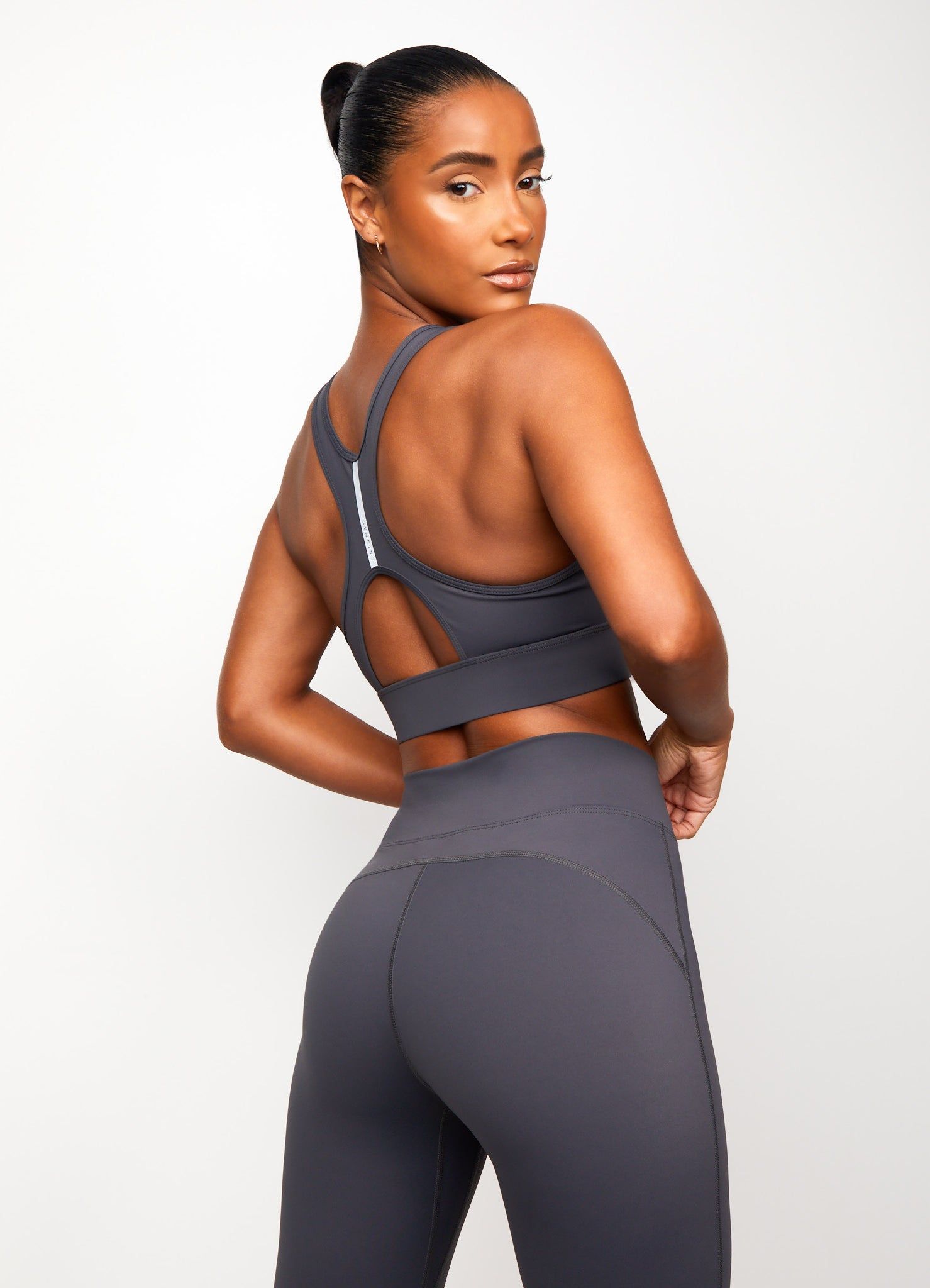 Gym King Piped Sports Bra- Dark Grey/Silver sold by The Gym King