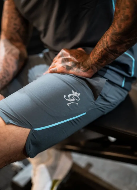 Gym King Contrast Flex 6" Short - Dark Grey/Blue sold by The Gym King