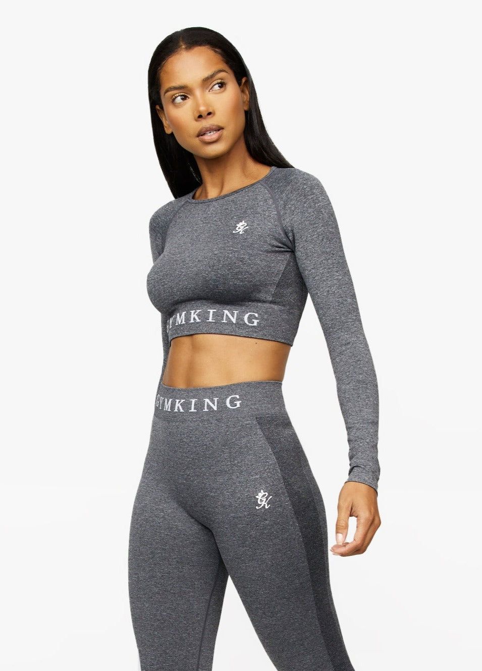 Gym King Seamless Results Ls Crop - Smoke Grey Marl sold by The Gym King