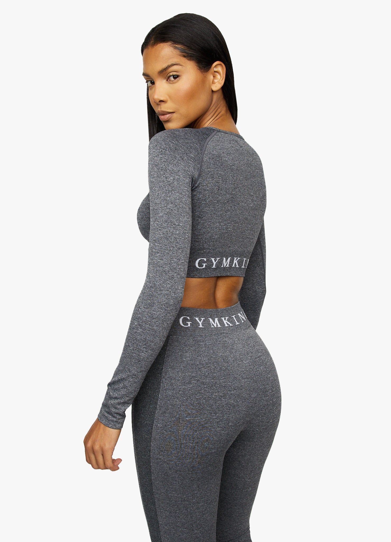 Gym King Seamless Results Ls Crop - Smoke Grey Marl sold by The Gym King product image thumbnail 3