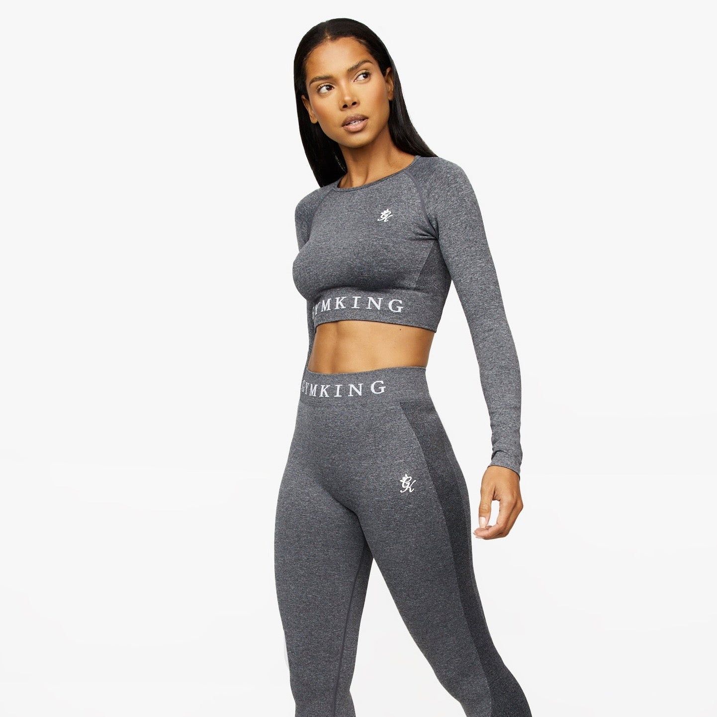 Gym King Seamless Results Ls Crop - Smoke Grey Marl sold by The Gym King product image thumbnail 2