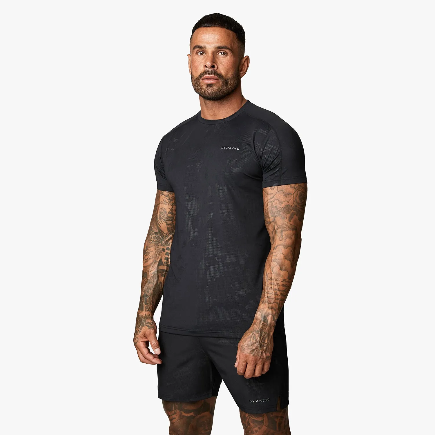 Gym King Debossed Camo Short Sleeve Tee - Black sold by The Gym King product image thumbnail 2