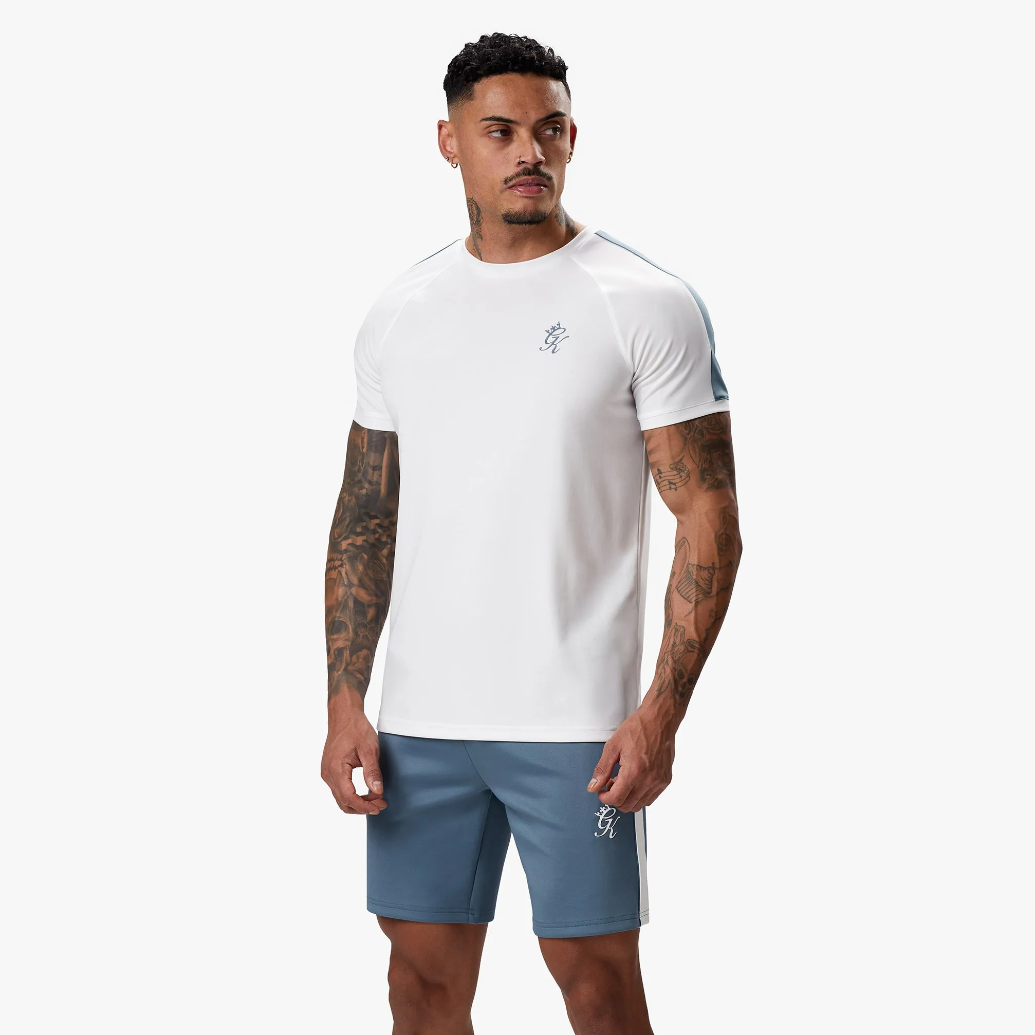 Gym King Core Plus Poly Tee - White/Stone Blue sold by The Gym King product image thumbnail 2