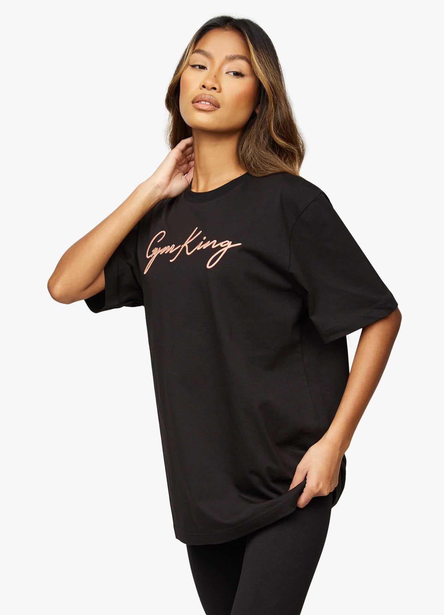 Gym King Script Bf Tee - Black/Rose Gold sold by The Gym King