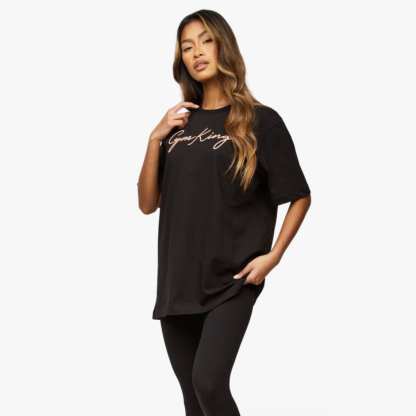Gym King Script Bf Tee - Black/Rose Gold sold by The Gym King product image thumbnail 2
